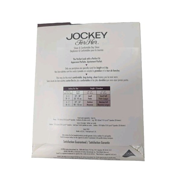 Jockey For Her Day Sheer Pantyhose Sz Small Tuxedo‎ Black Control Top Sandalfoot - Picture 4 of 5